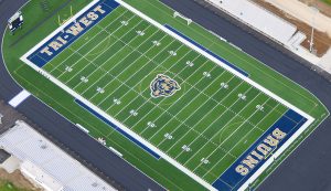 aerial view of Tri-West High School football field